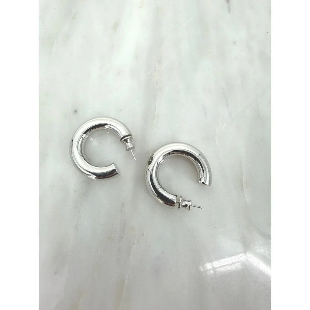 Melinda Maria She's So Smooth Tube Hoop Silver Plated Hoop Earrings